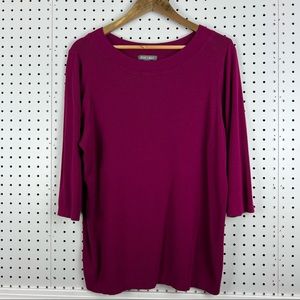 Dressbarn Roz & Ali Women's Sweater Size 2X Magenta 3/4 Sleeve Workwear Office